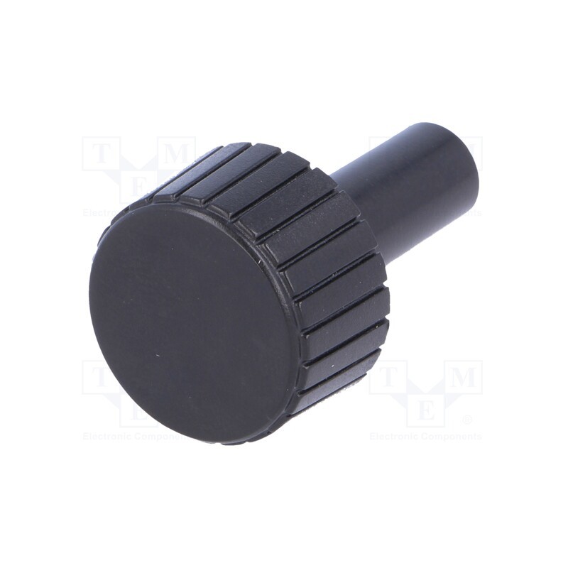 10 pcs : - Knob, without pointer, Øshaft: 6mm, Ø22x12mm, black, Shaft: knurled