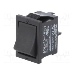 10 pcs : A8L1115N1 - ROCKER, SPST, Pos: 2, ON-OFF, 10A/250VAC, black, IP40, none, -20÷55°C