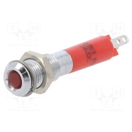 10 pcs : 19000353 - Indicator: LED, flat, red, 24VDC, Ø6mm, connectors 2,0x0,8mm, metal