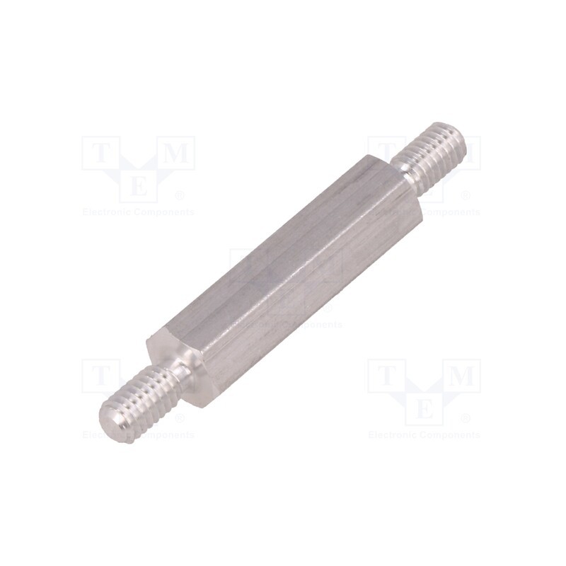 50 pcs : 436X25 - Screwed spacer sleeve, 25mm, Ext.thread: M4, hexagonal, aluminium