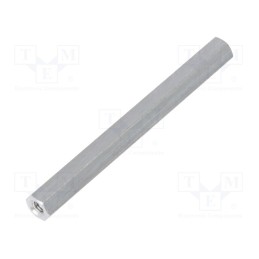 50 pcs : 134X55 - Screwed spacer sleeve, 55mm, Int.thread: M3, hexagonal, aluminium