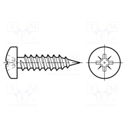 500 pcs : 3061523 - Screw, 2.9x16, Head: cheese head, Pozidriv, PZ1, ISO 7049, BN 13259