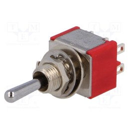 10 pcs : - Switch: toggle, Pos: 3, DP3T, (ON)-OFF-(ON), 2A/250VAC, 5A/28VDC