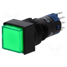 10 pcs : LAS2F-11/230/G - Switch: push-button, Pos: 2, SPDT, 0.5A/250VAC, 1A/24VDC, ON-(ON)
