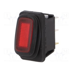 10 pcs : R13-238B8-01-R-N2 - ROCKER, SPST, Pos: 2, ON-OFF, 16A/250VAC, red, IP65, neon lamp, 230V