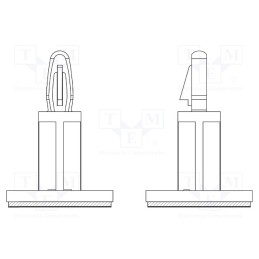 50 pcs : 8GB07V42224 - PCB distance, polyamide 66, L: 10mm, self-adhesive,snap fastener