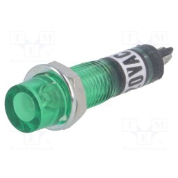 20 pcs : - Indicator: with FLUO neon lamp, recessed, green, 230VAC, plastic
