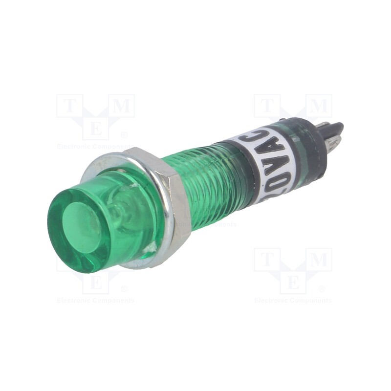20 pcs : - Indicator: with FLUO neon lamp, recessed, green, 230VAC, plastic
