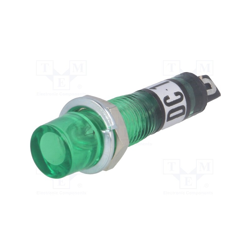20 pcs : - Indicator: with neon lamp, recessed, green, 12VAC, Cutout: Ø7.5mm