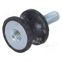 10 pcs : DVC.2-20-14-15-M6-18-70 - Vibration damper, M6, Ø: 20mm, rubber, L: 15mm, Thread len: 18mm