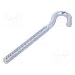 10 pcs : HZ12165 - Hook, angular, steel, zinc, Thread len: 107mm, Overall len: 165mm