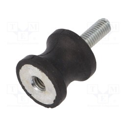 10 pcs : DVC.2-20-14-19-M6-18-40 - Vibration damper, M6, Ø: 20mm, rubber, L: 19mm, Thread len: 18mm
