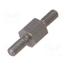 50 pcs : 442X05 - Screwed spacer sleeve, 5mm, Ext.thread: M2,5, hexagonal