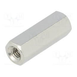 50 pcs : 1382756 - Screwed spacer sleeve, 16mm, Int.thread: M3, brass, nickel