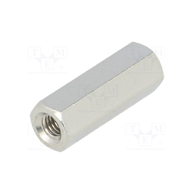 50 pcs : 1382756 - Screwed spacer sleeve, 16mm, Int.thread: M3, brass, nickel