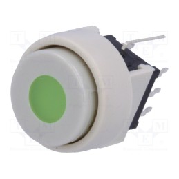 10 pcs : PB6136AL-3 - Switch: keypad, Pos: 2, DPDT, 0.1A/30VDC, white, LED, green, THT, 1.5N