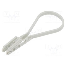 50 pcs : 1973 8-28 LGR - Cable strap clip, ØBundle : 8÷28mm, W: 4mm, polyamide, light grey