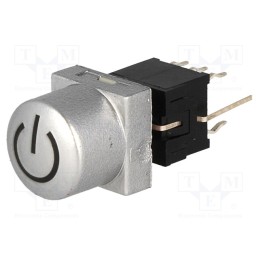 10 pcs : PB61302BL-1-101 - Switch: keypad, POWER, Pos: 2, DPDT, 0.1A/30VDC, silver, LED, red, THT