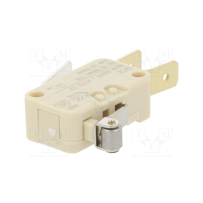 10 pcs : D45U-V3RA - Microswitch SNAP ACTION, 16A/250VAC, with lever (with roller)