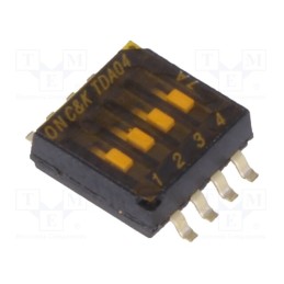 10 pcs : TDA04H0SB1 - Switch: DIP-SWITCH, Poles number: 4, OFF-ON, 0.025A/24VDC, Pos: 2