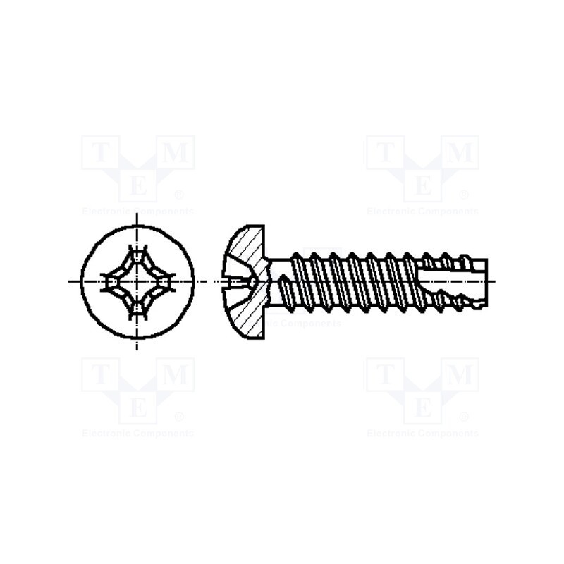 500 pcs : 1381636 - Screw, 4.2x13, Head: cheese head, Phillips, PH2, hardened steel