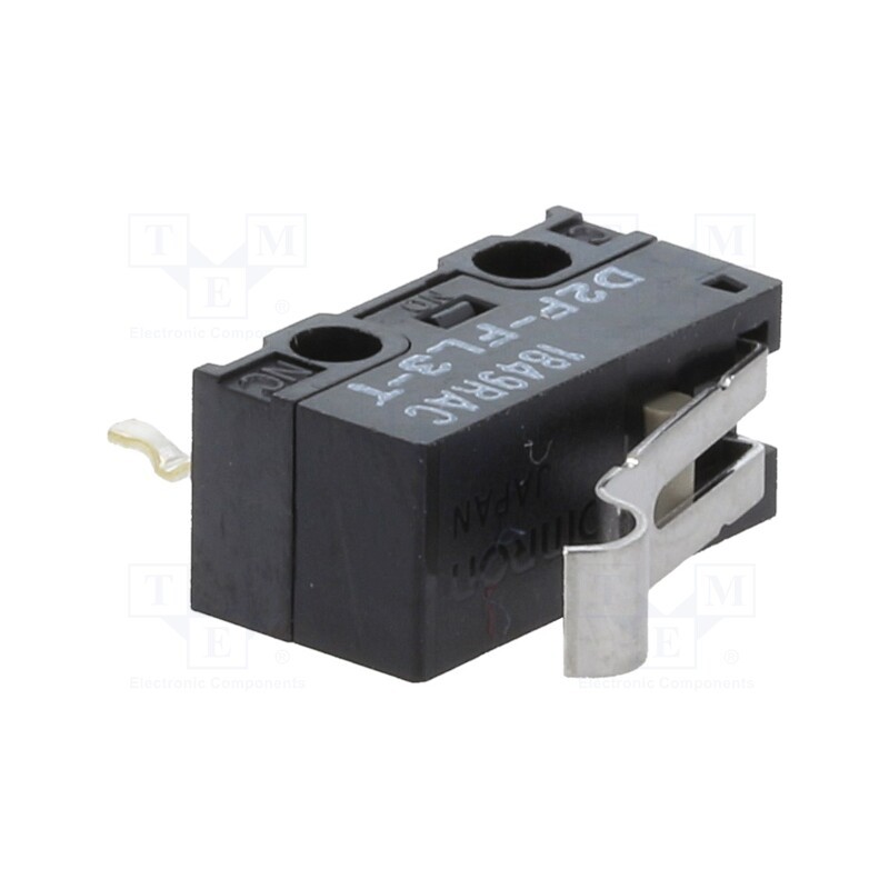 10 pcs : D2F-FL3-T - Microswitch SNAP ACTION, 0.5A/30VDC, SPDT, Rcont max: 50mΩ, Pos: 2