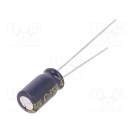 20 pcs : EEUFC1H470 - Capacitor: electrolytic, low ESR, THT, 47uF, 50VDC, Ø6.3x11.2mm