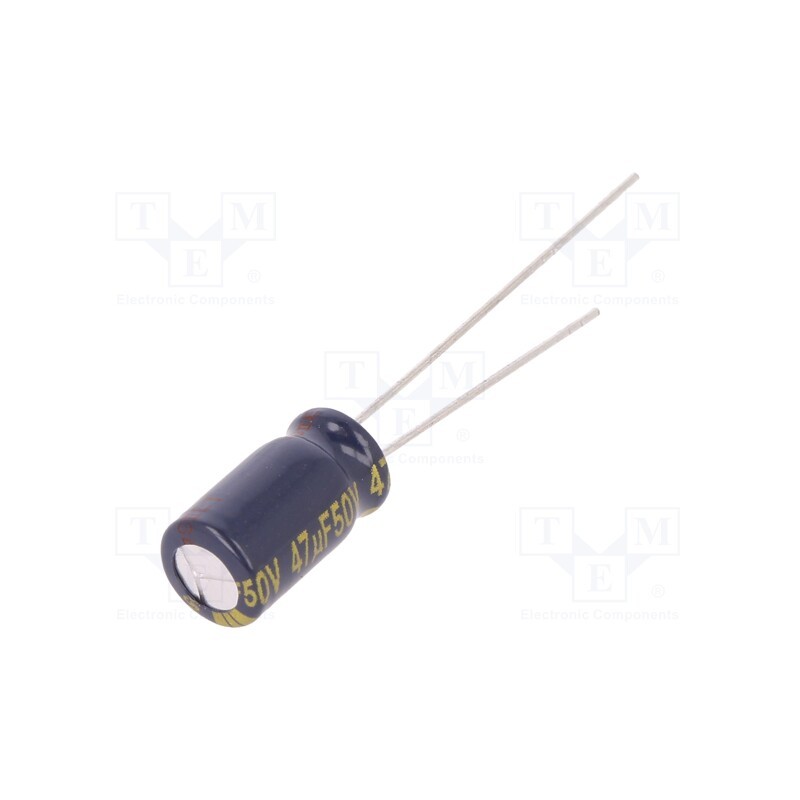 20 pcs : EEUFC1H470 - Capacitor: electrolytic, low ESR, THT, 47uF, 50VDC, Ø6.3x11.2mm