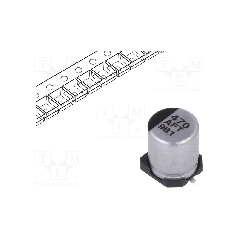 10 pcs : EEEFTA471XAP - Capacitor: electrolytic, low ESR, SMD, 470uF, 10VDC, Ø6.3x7.7mm
