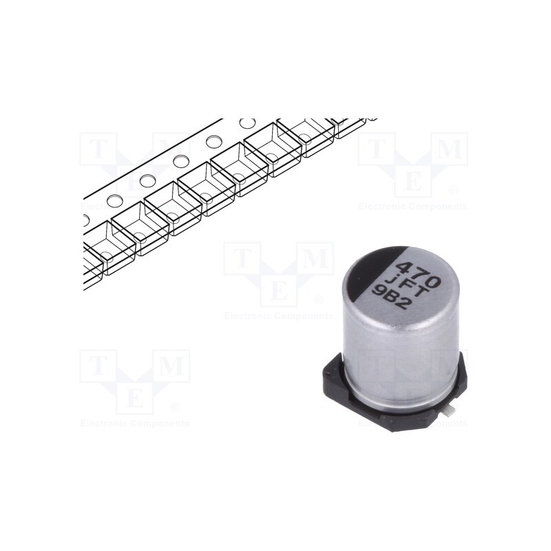 10 pcs : EEEFTJ471XAP - Capacitor: electrolytic, low ESR, SMD, 470uF, 6.3VDC, Ø6.3x7.7mm