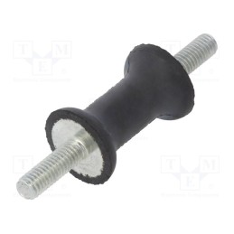 10 pcs : DVC.1-20-12-30-M6-18-40 - Vibration damper, M6, Ø: 20mm, rubber, L: 30mm, Thread len: 18mm