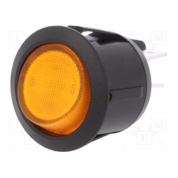 10 pcs : R13-244B-02-BY - ROCKER, DPST, Pos: 2, ON-OFF, 20A/12VDC, yellow, neon lamp, 50mΩ