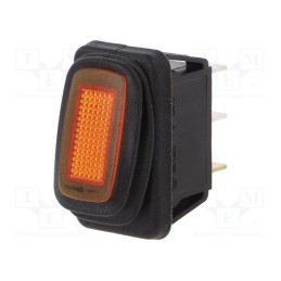 10 pcs : R13-238B8-01-Y-L1 - ROCKER, SPST, Pos: 2, ON-OFF, 16A/12VDC, orange, IP65, LED, 12V, 50mΩ