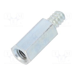 50 pcs : 229ST6.3X20 - Screwed spacer sleeve, 20mm, Int.thread: M6, Ext.thread: ST6,3