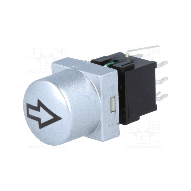 10 pcs : PB61302BL-3-106 - Switch: keypad, arrow, Pos: 2, DPDT, 0.1A/30VDC, silver, LED, green