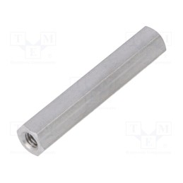 50 pcs : 136X40 - Screwed spacer sleeve, 40mm, Int.thread: M4, hexagonal, aluminium