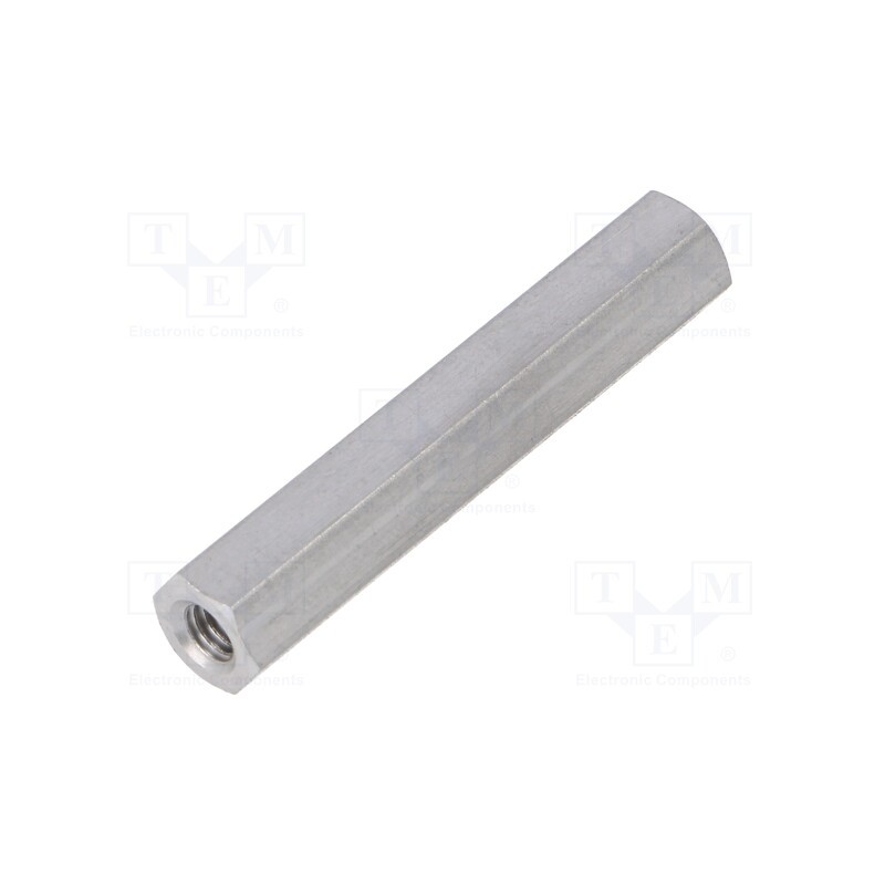 50 pcs : 136X40 - Screwed spacer sleeve, 40mm, Int.thread: M4, hexagonal, aluminium