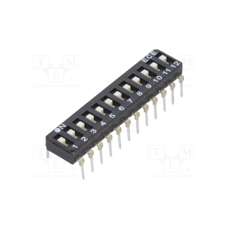 10 pcs : EAM112LZ - Switch: DIP-SWITCH, Poles number: 12, OFF-ON, 0.025A/24VDC, Pos: 2