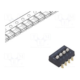 10 pcs : SDA04H1SBDR - Switch: DIP-SWITCH, Poles number: 4, OFF-ON, 0.025A/24VDC, Pos: 2