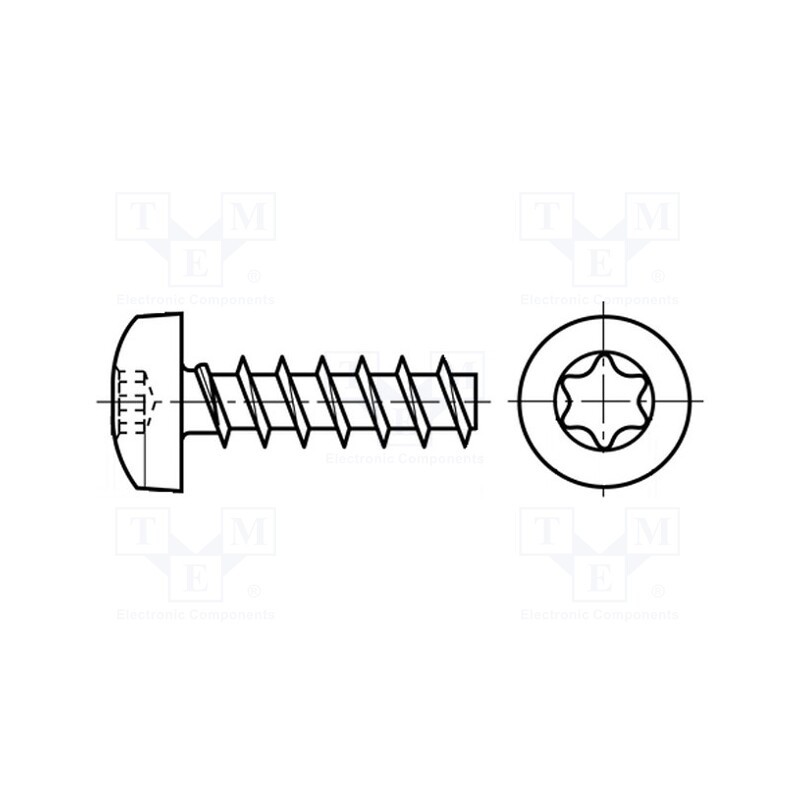 500 pcs : 3137669 - Screw, 2.5x8, Head: cheese head, Torx®, TX08, hardened steel