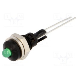 10 pcs : 2663.8083 - Indicator: LED, prominent, green, Ø6mm, for PCB, brass, ØLED: 3mm