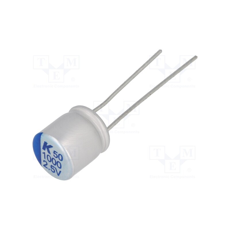10 pcs : A750KK108M0EAAE012 - Capacitor: polymer, low ESR, 1000uF, 2.5VDC, ESR: 12mΩ, THT, ±20%