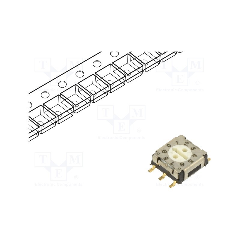 10 pcs : ERD710RDZ - Encoding switch, DEC/BCD, Pos: 10, SMT, Rcont max: 200mΩ, 5.1Ncm
