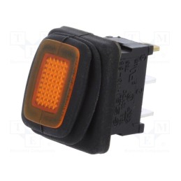 10 pcs : R13-66B8-02-BBY (1824274) - ROCKER, SPST, Pos: 2, ON-OFF, 16A/12VDC, orange, IP65, LED, 12V, 50mΩ