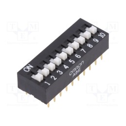 10 pcs : A6E-0104-N - Switch: DIP-SWITCH, Poles number: 10, ON-OFF, 0.025A/24VDC, Pos: 2