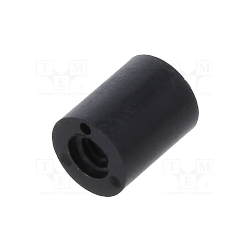 50 pcs : 181RDX05 - Spacer sleeve, cylindrical, polyamide, M2, L: 5mm, Øout: 4mm, black