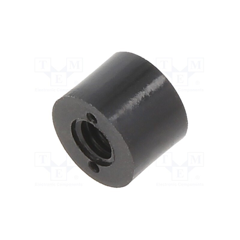 50 pcs : 187RDX06 - Spacer sleeve, cylindrical, polyamide, M4, L: 6mm, Øout: 8mm, black