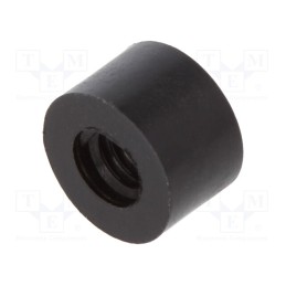 50 pcs : 187RDX05 - Spacer sleeve, cylindrical, polyamide, M4, L: 5mm, Øout: 8mm, black