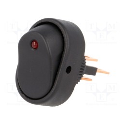 10 pcs : R13-133L-01-BBR-L-2 - ROCKER, SPST, Pos: 2, ON-OFF, 15A/24VDC, black, LED, 24VDC, -20÷85°C