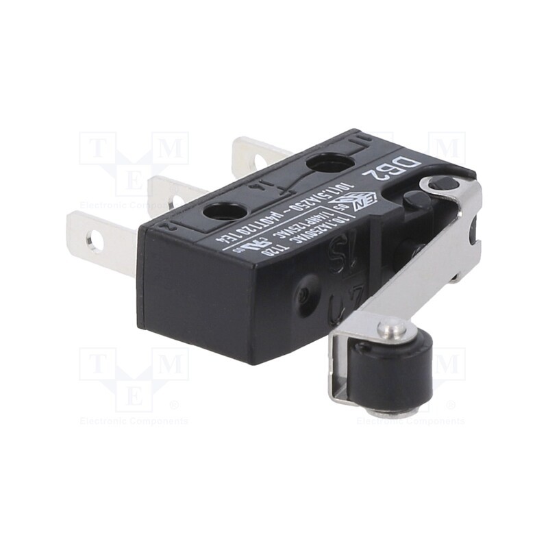 10 pcs : DB2C-B1RC - Microswitch SNAP ACTION, 10A/250VAC, 0.1A/80VDC, with roller